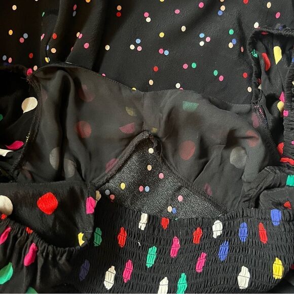 Rixo polka dot smocked party dress puff sleeve - Picture 4 of 6